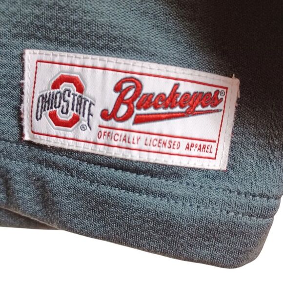 Ohio State Knit Shirt Mens Sz L Authentic Gray Red Quarter Zip Pullover Licensed - Picture 4 of 8